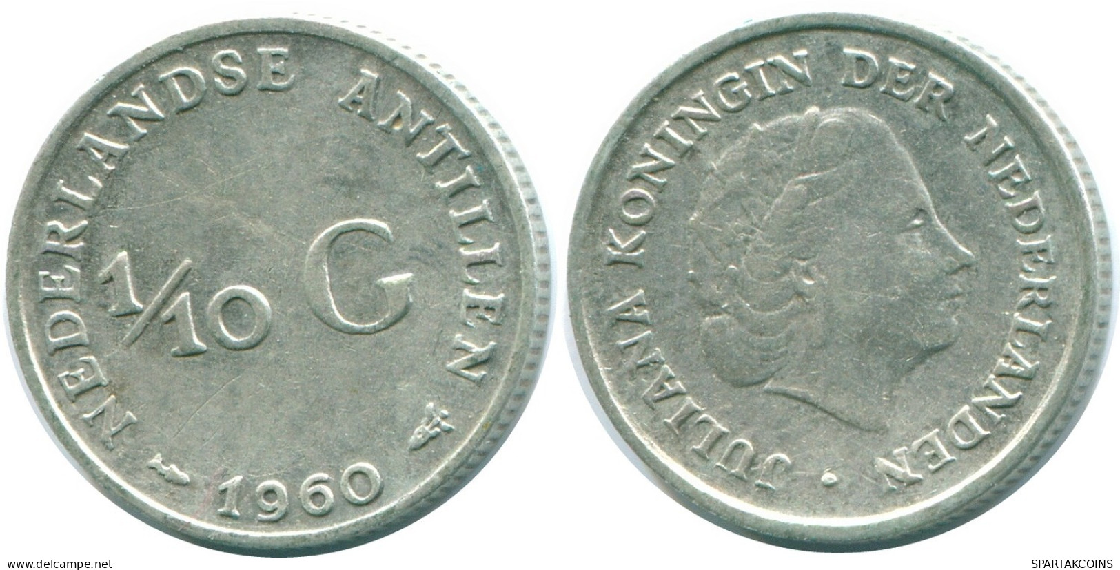 1/10 GULDEN 1960 ANTILLAS NEERLANDESAS PLATA Colonial Moneda #NL12253.3.E.A - Nederlandse Antillen