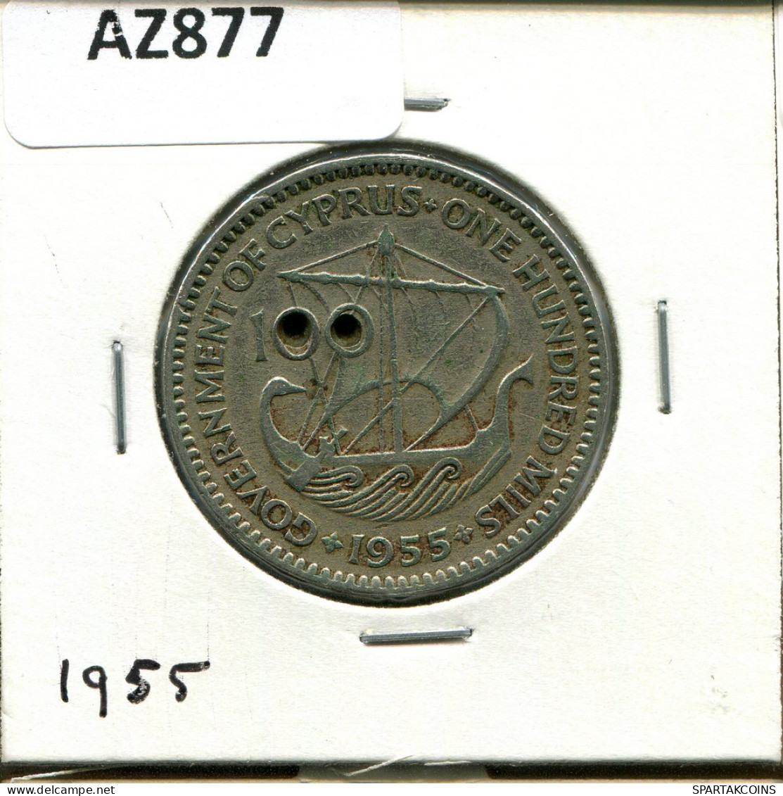 100 MILS 1955 CYPRUS Coin #AZ877.U.A - Zypern