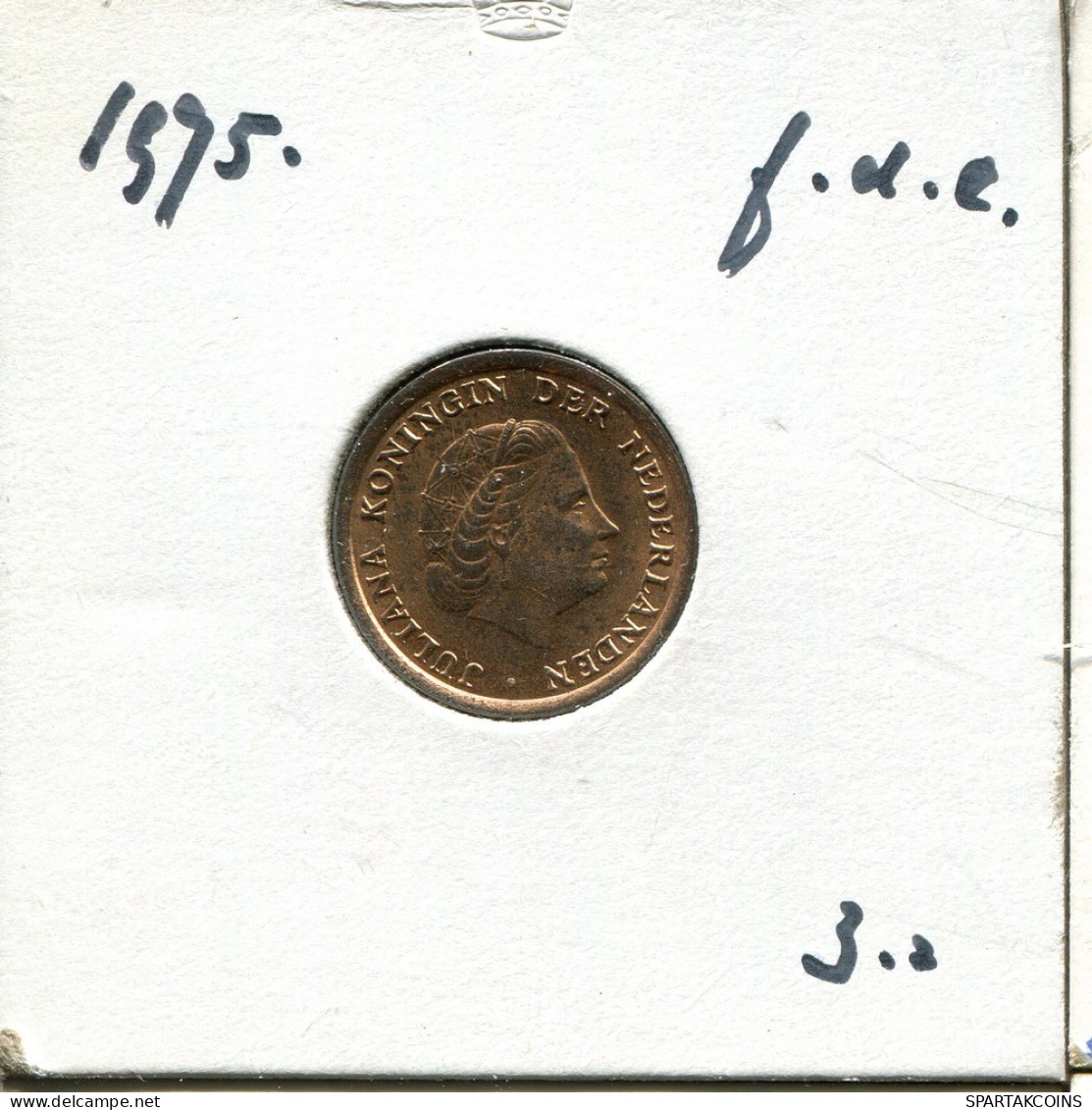 1 CENT 1975 NETHERLANDS Coin #AU400.U.A - 1948-1980: Juliana