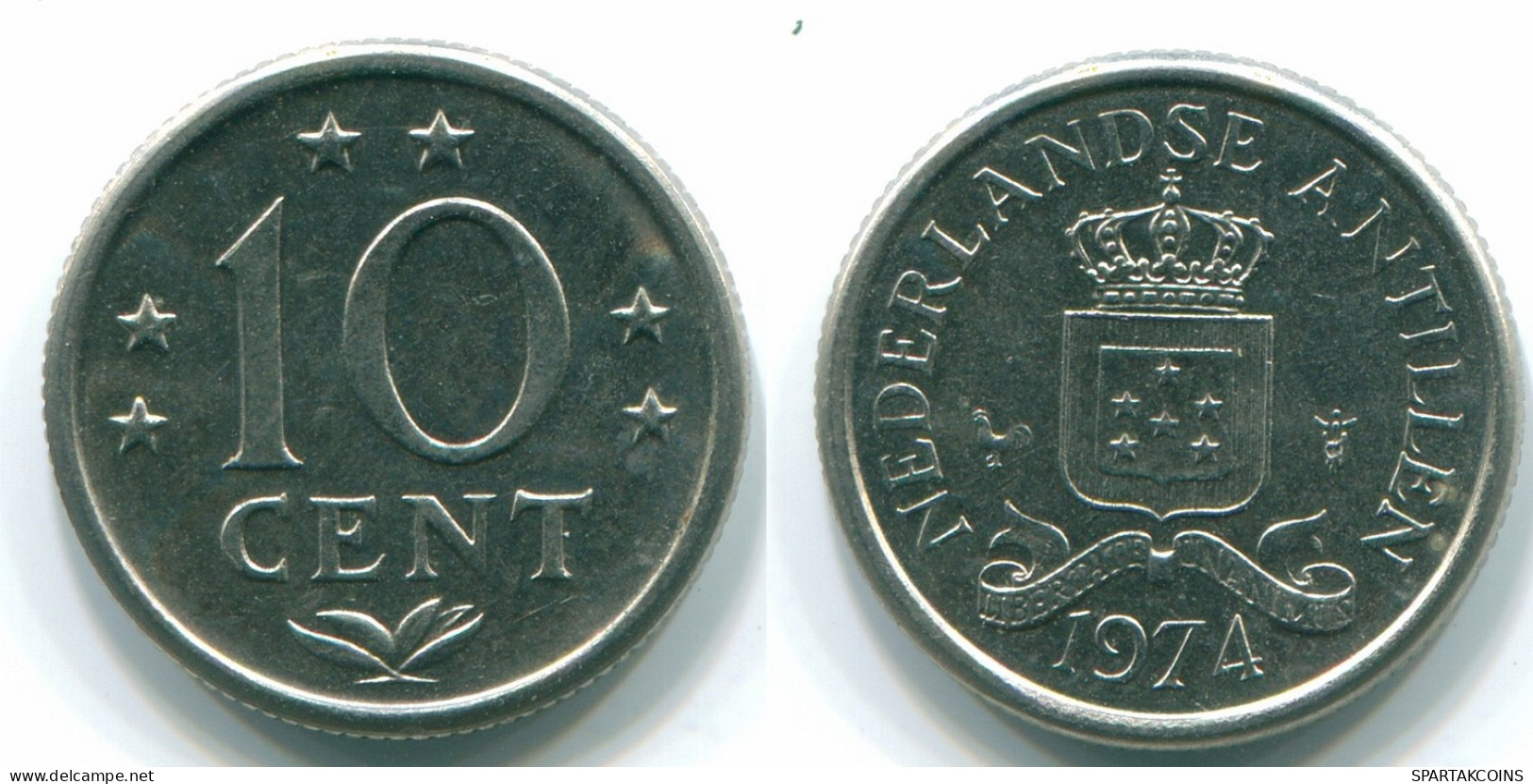 10 CENTS 1974 ANTILLES NÉERLANDAISES Nickel Colonial Pièce #S13500.F.A - Netherlands Antilles