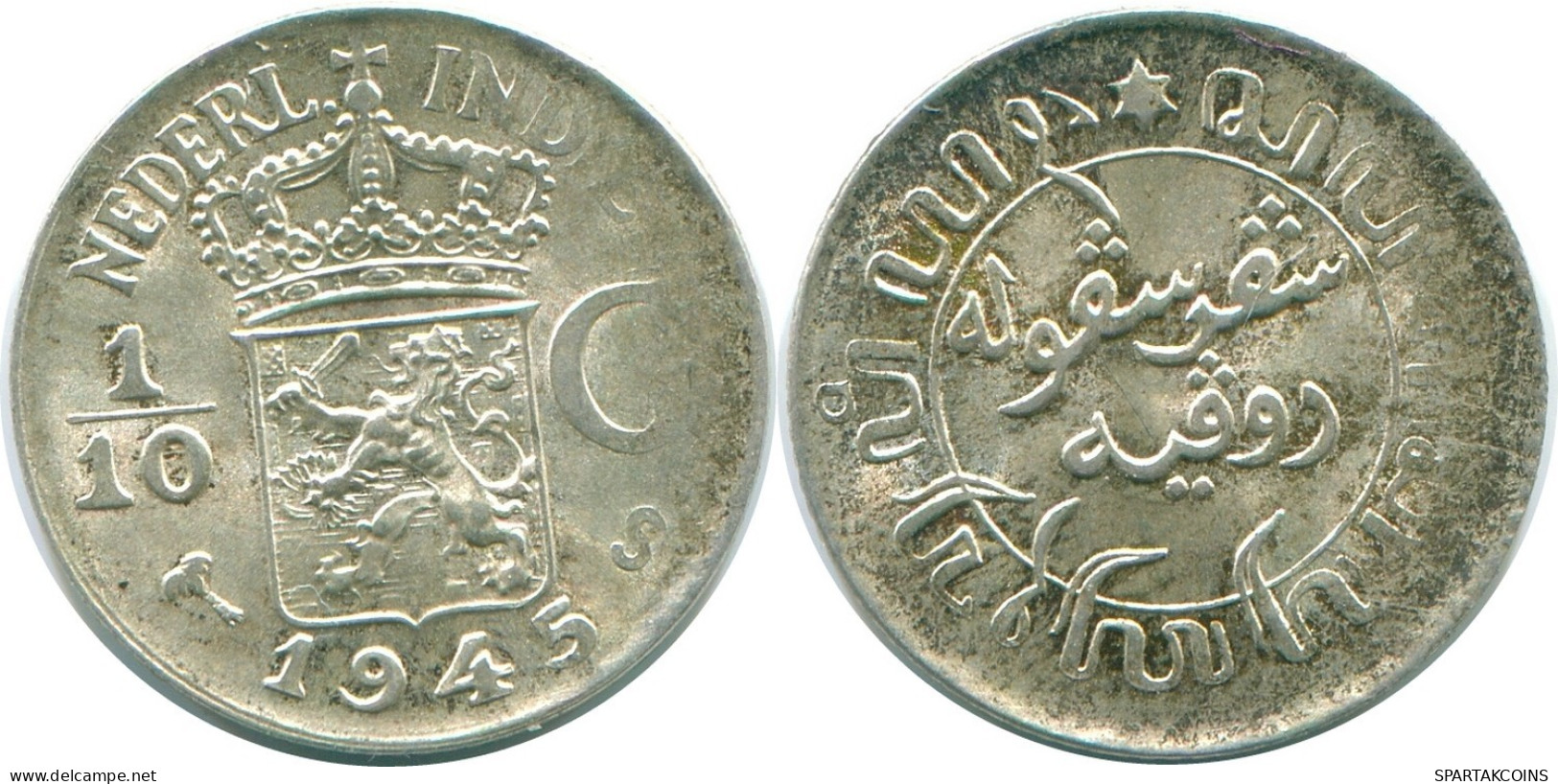 1/10 GULDEN 1945 S NETHERLANDS EAST INDIES SILVER Colonial Coin #NL14191.3.U.A - Indes Néerlandaises