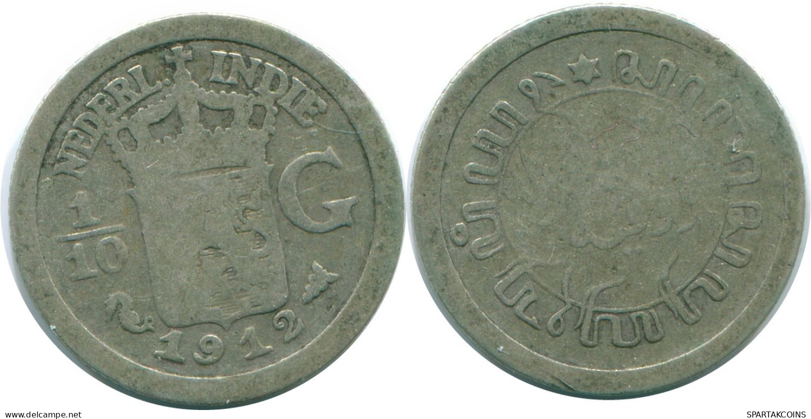 1/10 GULDEN 1912 NETHERLANDS EAST INDIES SILVER Colonial Coin #NL13255.3.U.A - Niederländisch-Indien