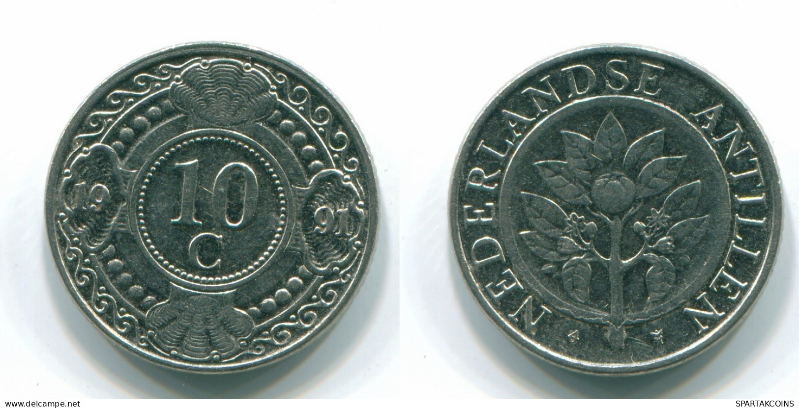 10 CENTS 1991 ANTILLAS NEERLANDESAS Nickel Colonial Moneda #S11342.E.A - Netherlands Antilles