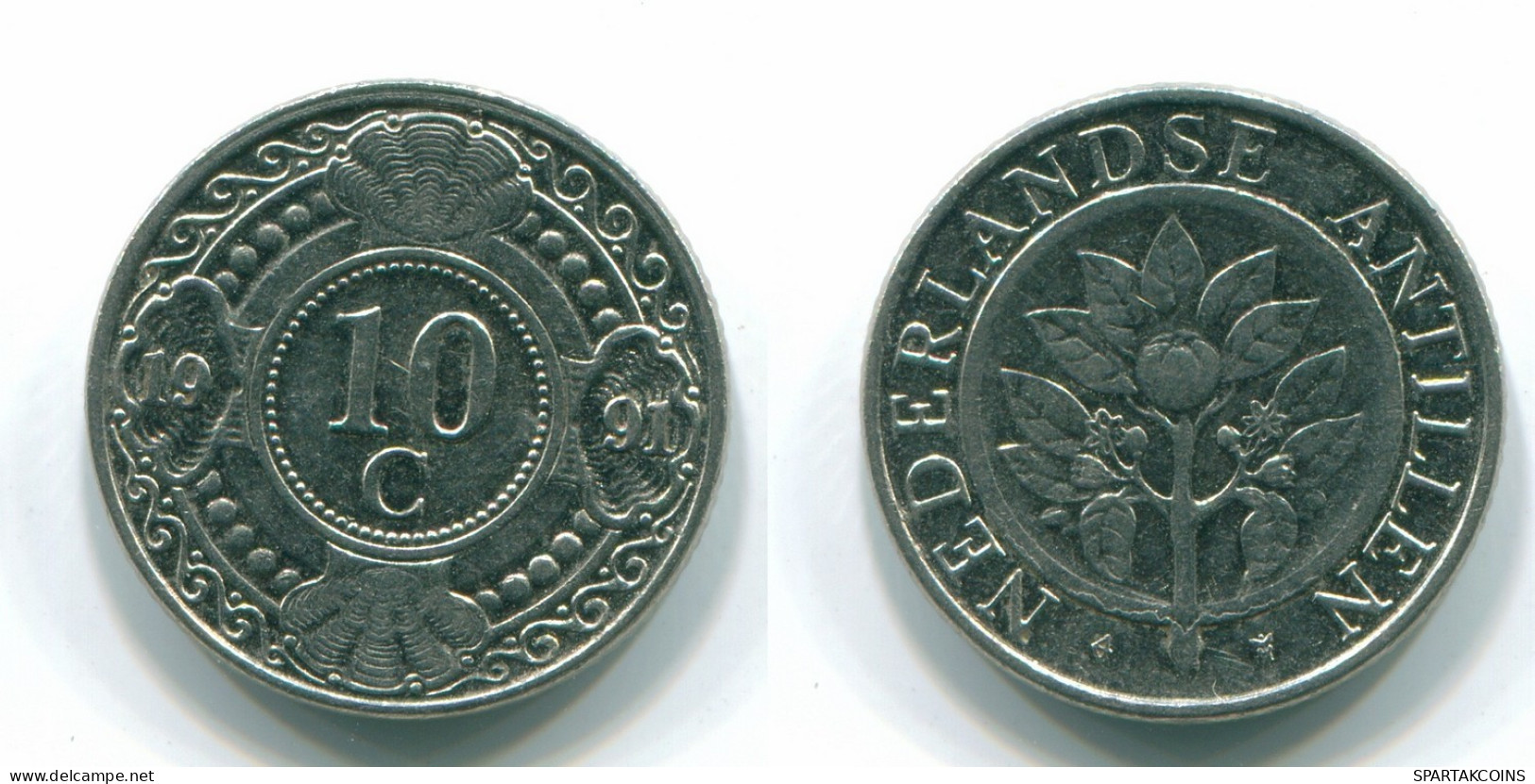 10 CENTS 1991 ANTILLAS NEERLANDESAS Nickel Colonial Moneda #S11342.E.A - Antilles Néerlandaises