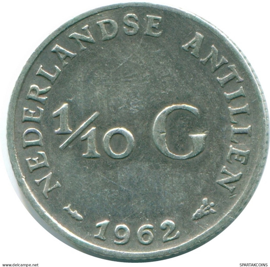 1/10 GULDEN 1962 ANTILLES NÉERLANDAISES ARGENT Colonial Pièce #NL12366.3.F.A - Antilles Néerlandaises