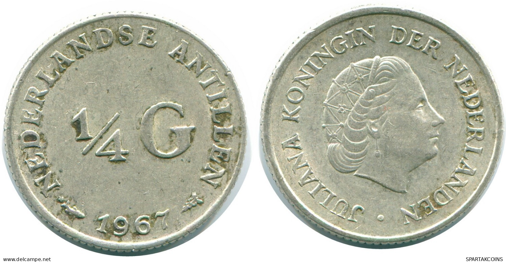 1/4 GULDEN 1967 NIEDERLÄNDISCHE ANTILLEN SILBER Koloniale Münze #NL11476.4.D.A - Nederlandse Antillen