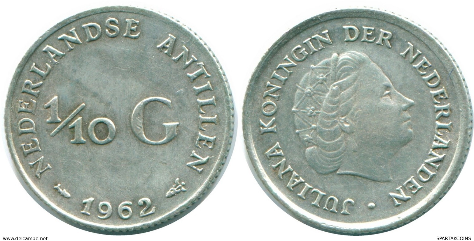 1/10 GULDEN 1962 NIEDERLÄNDISCHE ANTILLEN SILBER Koloniale Münze #NL12364.3.D.A - Nederlandse Antillen