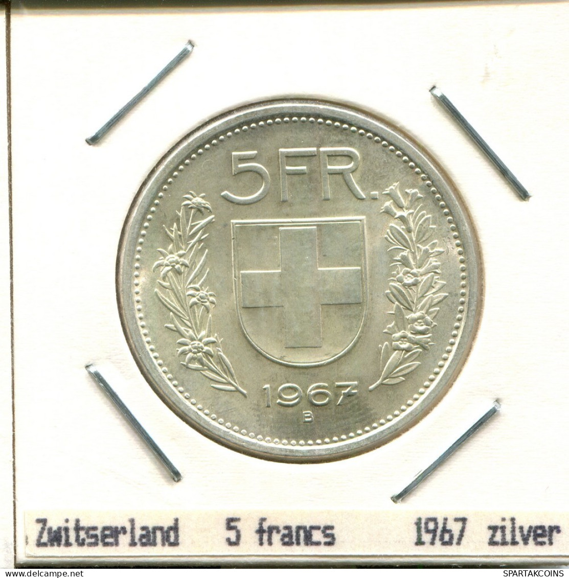 5 FRANCS 1967 SUIZA SWITZERLAND Moneda PLATA #AS482.E.A - Andere & Zonder Classificatie