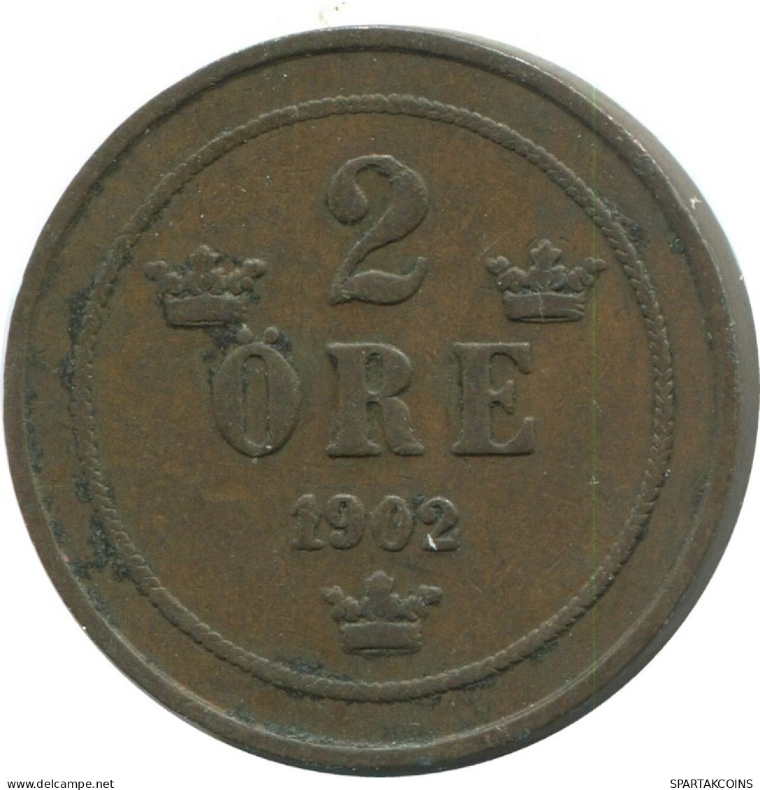 2 ORE 1902 SCHWEDEN SWEDEN Münze #AD001.2.D.A - Suède