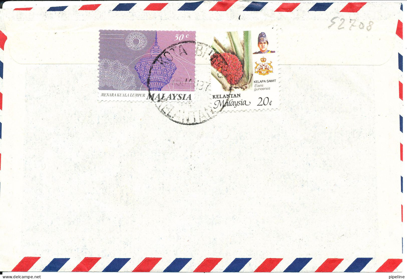 Malaysia Kelantan Registered Air Mail Cover Sent To Germany Kota Bharu D 16-1-1997 BIRDS Stamps On Front And Backside Of - Malaysia (1964-...)