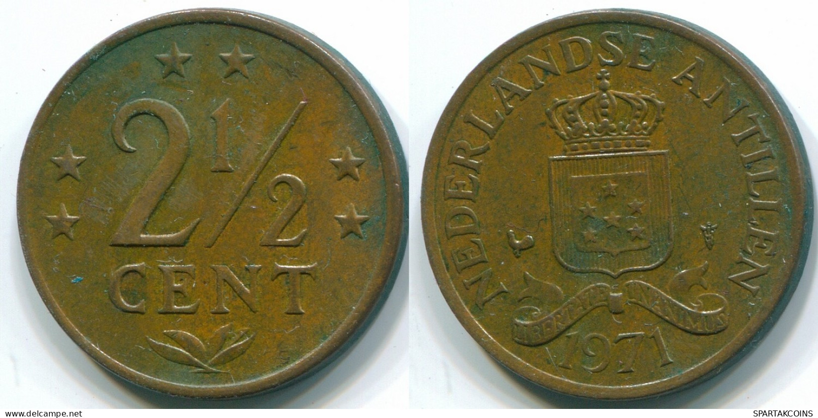 2 1/2 CENT 1971 NETHERLANDS ANTILLES Bronze Colonial Coin #S10491.U.A - Antilles Néerlandaises