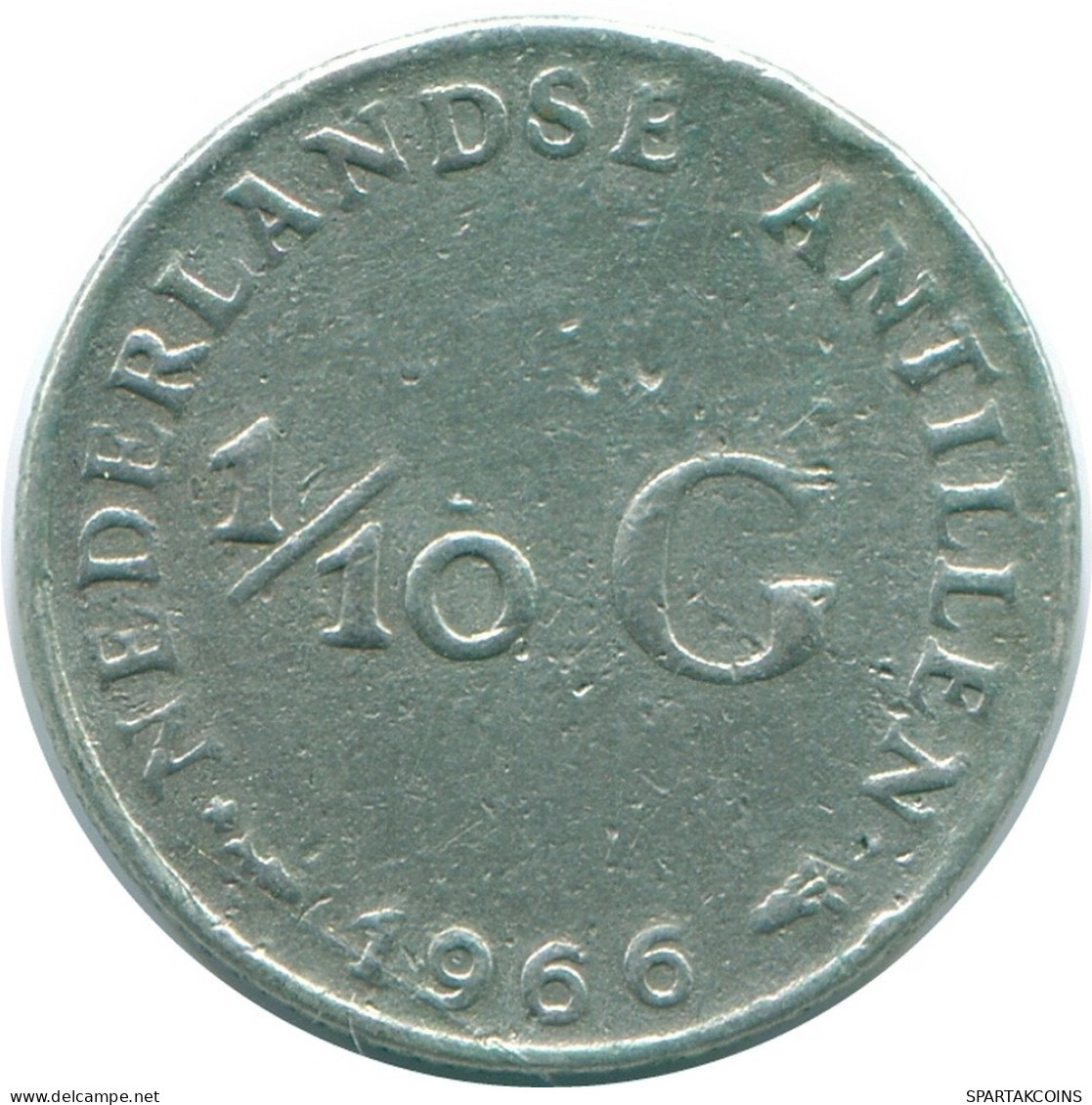 1/10 GULDEN 1966 ANTILLES NÉERLANDAISES ARGENT Colonial Pièce #NL12737.3.F.A - Nederlandse Antillen
