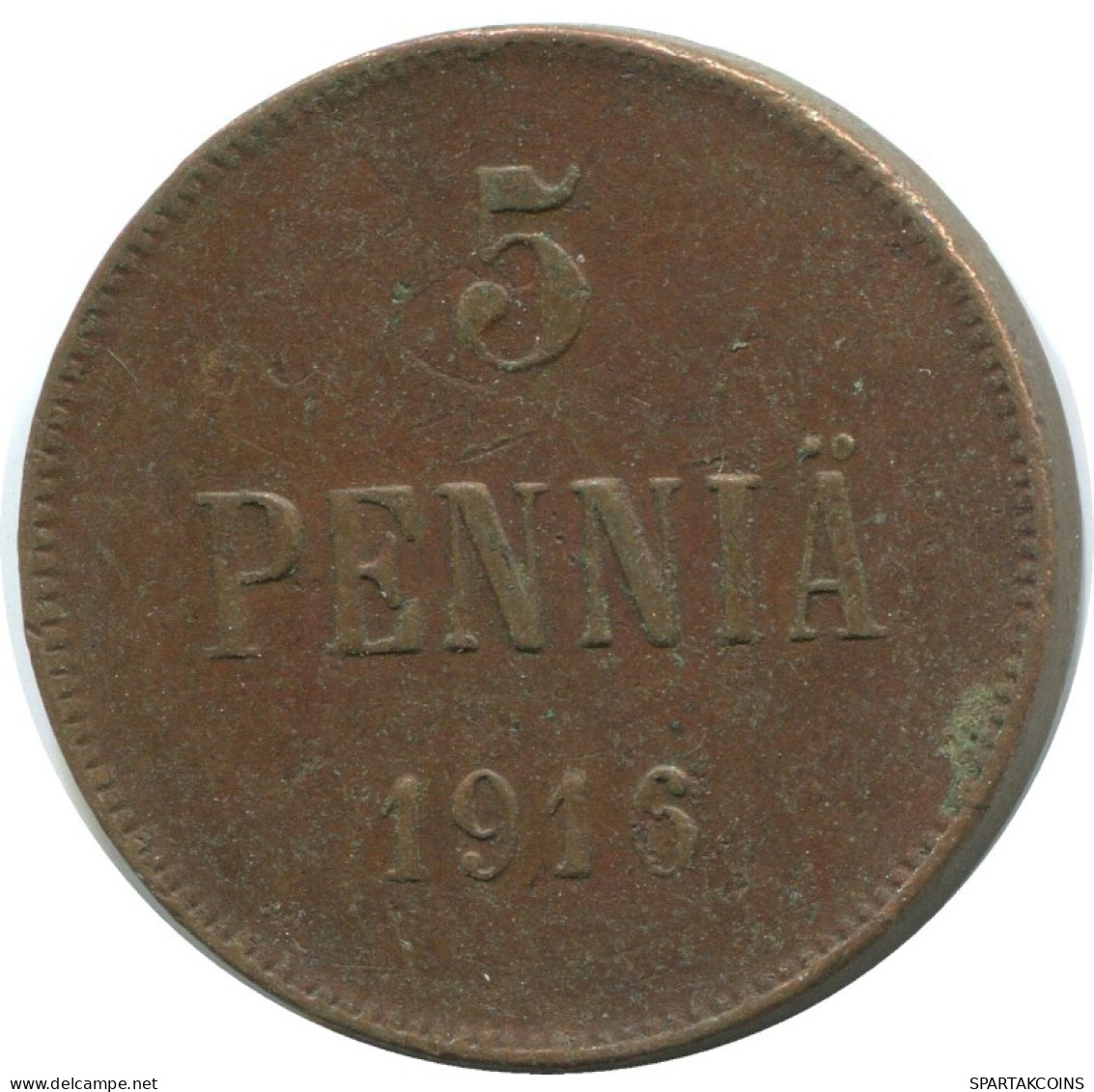 5 PENNIA 1916 FINLAND Coin RUSSIA EMPIRE #AB169.5.U.A - Finland