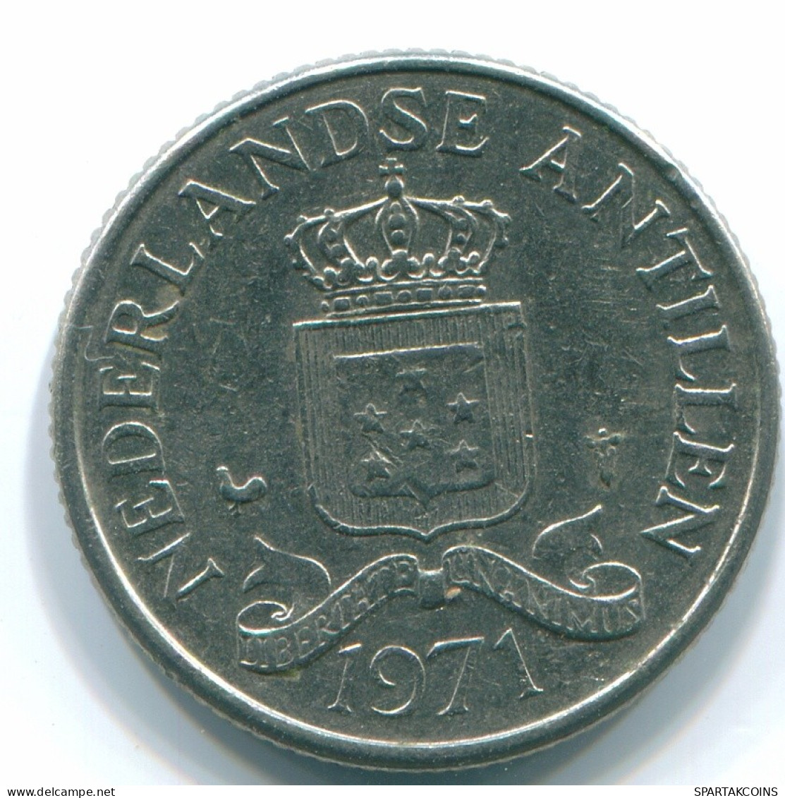 25 CENTS 1971 ANTILLAS NEERLANDESAS Nickel Colonial Moneda #S11538.E.A - Nederlandse Antillen