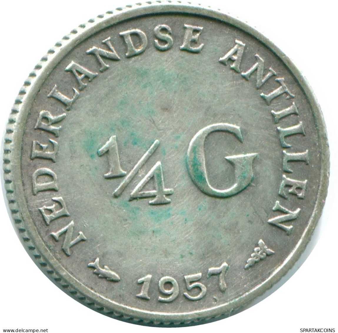 1/4 GULDEN 1957 NETHERLANDS ANTILLES SILVER Colonial Coin #NL11001.4.U.A - Nederlandse Antillen