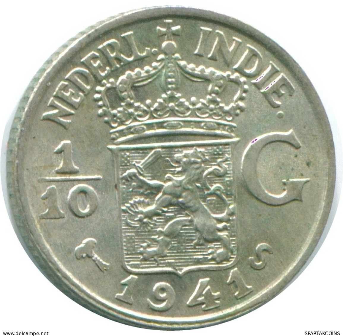1/10 GULDEN 1941 S NETHERLANDS EAST INDIES SILVER Colonial Coin #NL13640.3.U.A - Nederlands-Indië