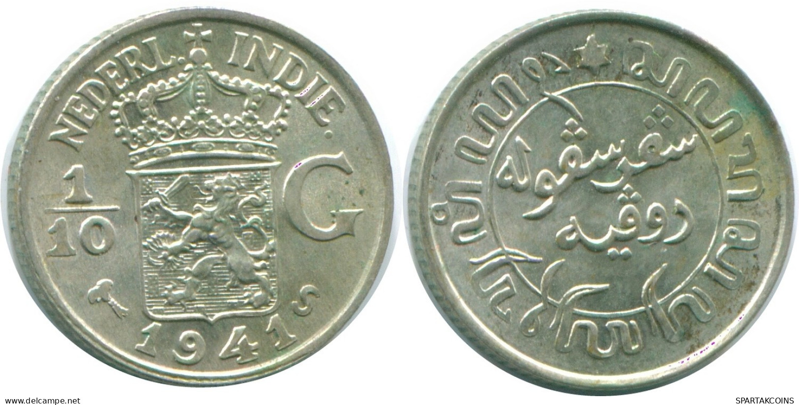 1/10 GULDEN 1941 S NETHERLANDS EAST INDIES SILVER Colonial Coin #NL13640.3.U.A - Niederländisch-Indien