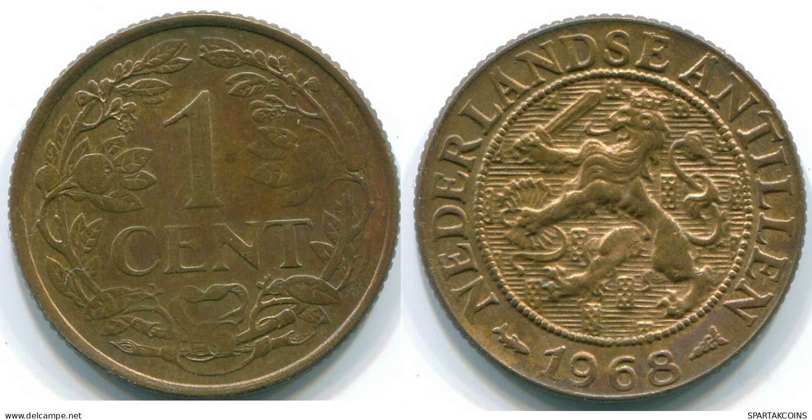 1 CENT 1968 ANTILLAS NEERLANDESAS Bronze Fish Colonial Moneda #S10793.E.A - Antilles Néerlandaises