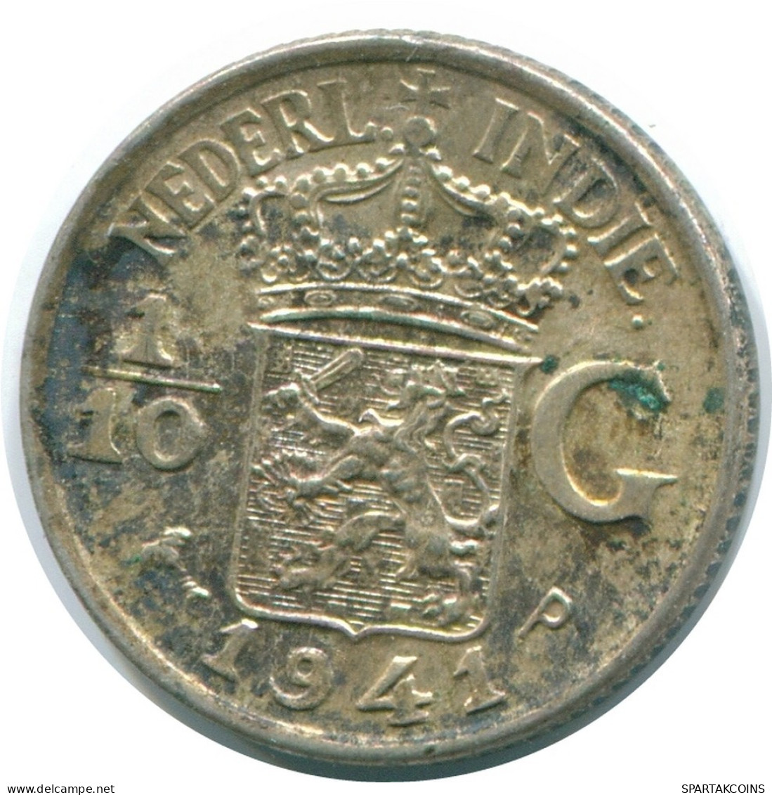 1/10 GULDEN 1941 P NETHERLANDS EAST INDIES SILVER Colonial Coin #NL13828.3.U.A - Dutch East Indies