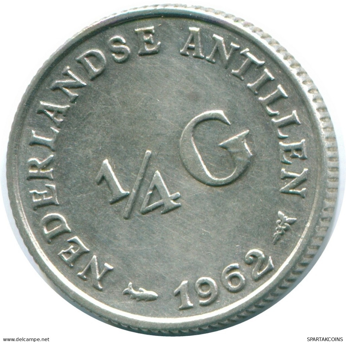 1/4 GULDEN 1962 ANTILLAS NEERLANDESAS PLATA Colonial Moneda #NL11107.4.E.A - Netherlands Antilles