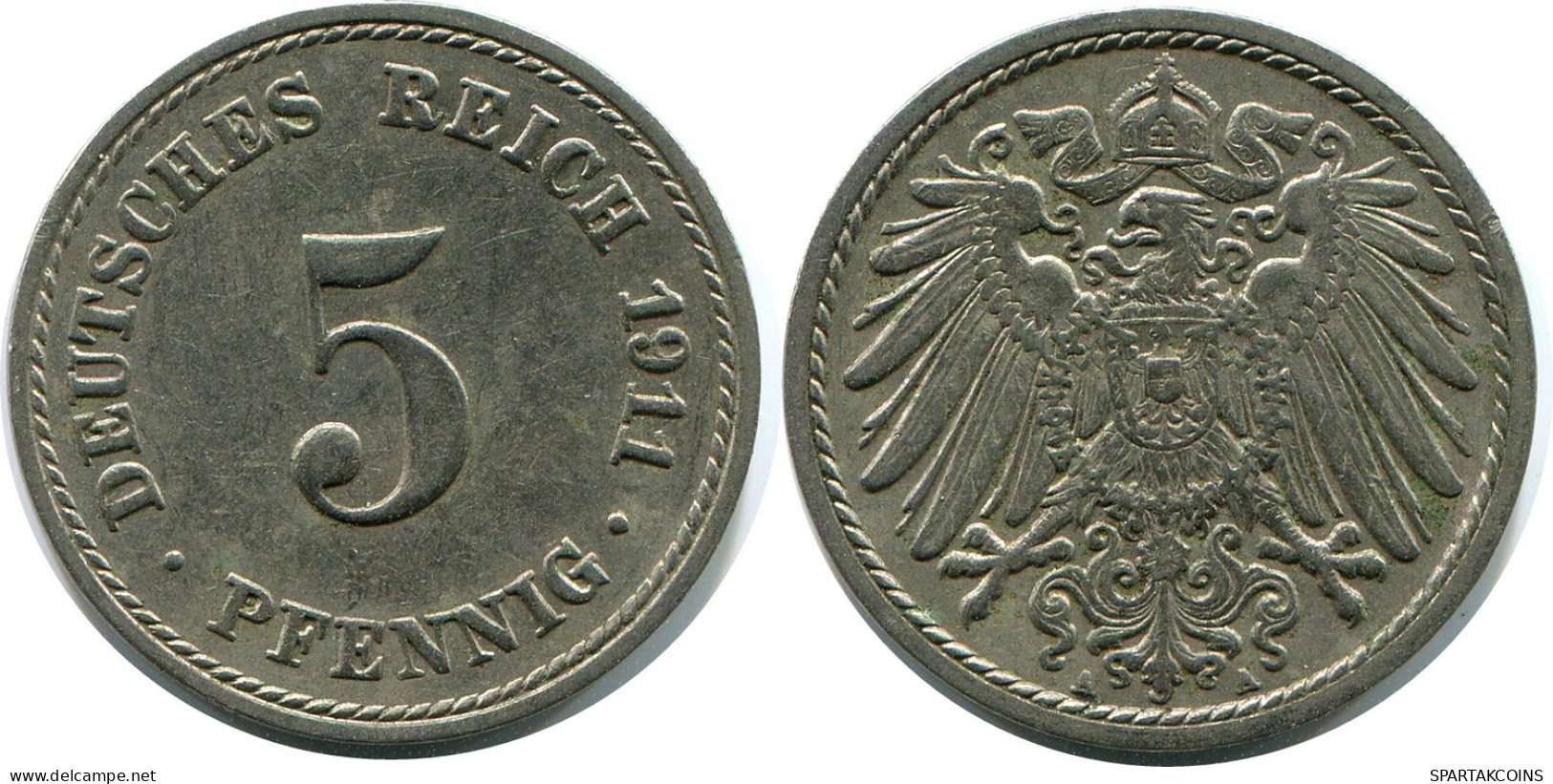 5 PFENNIG 1911 A GERMANY Coin #DB158.U.A - 5 Pfennig
