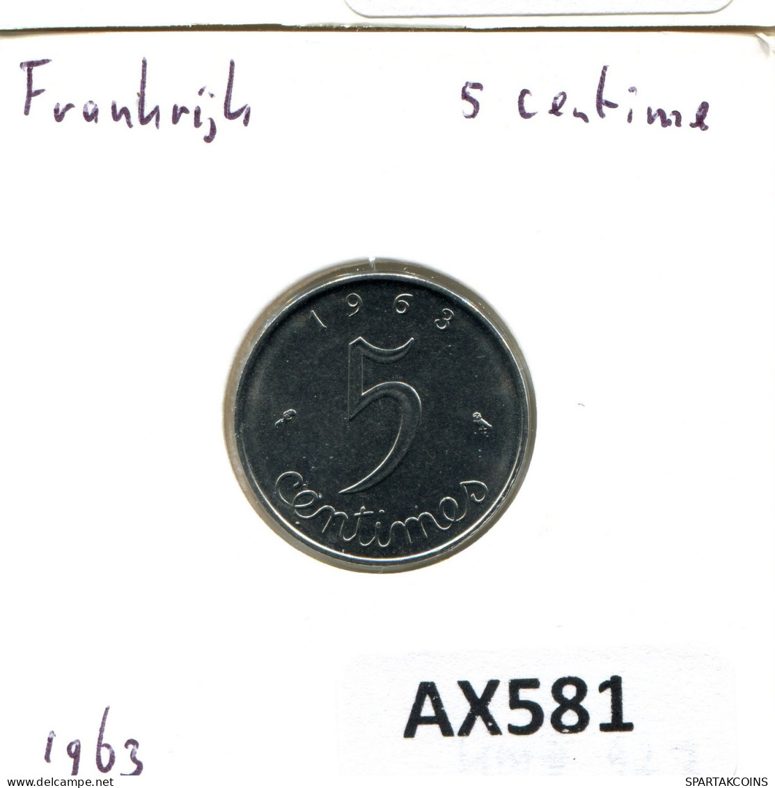 5 CENTIMES 1963 FRANKREICH FRANCE Französisch Münze #AX581.D.A - 5 Centimes