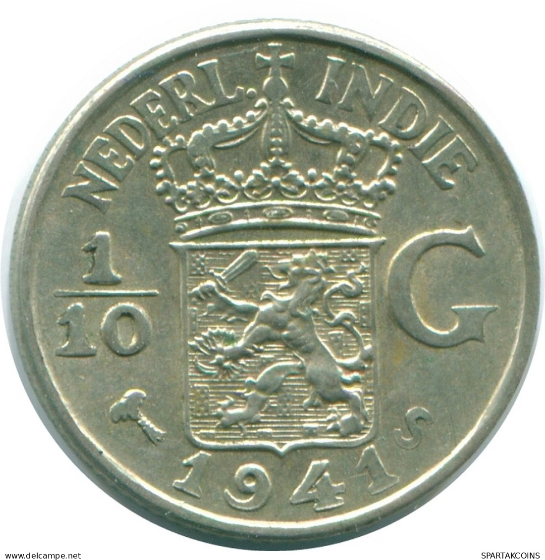 1/10 GULDEN 1941 S INDES ORIENTALES NÉERLANDAISES ARGENT Colonial Pièce #NL13706.3.F.A - Niederländisch-Indien