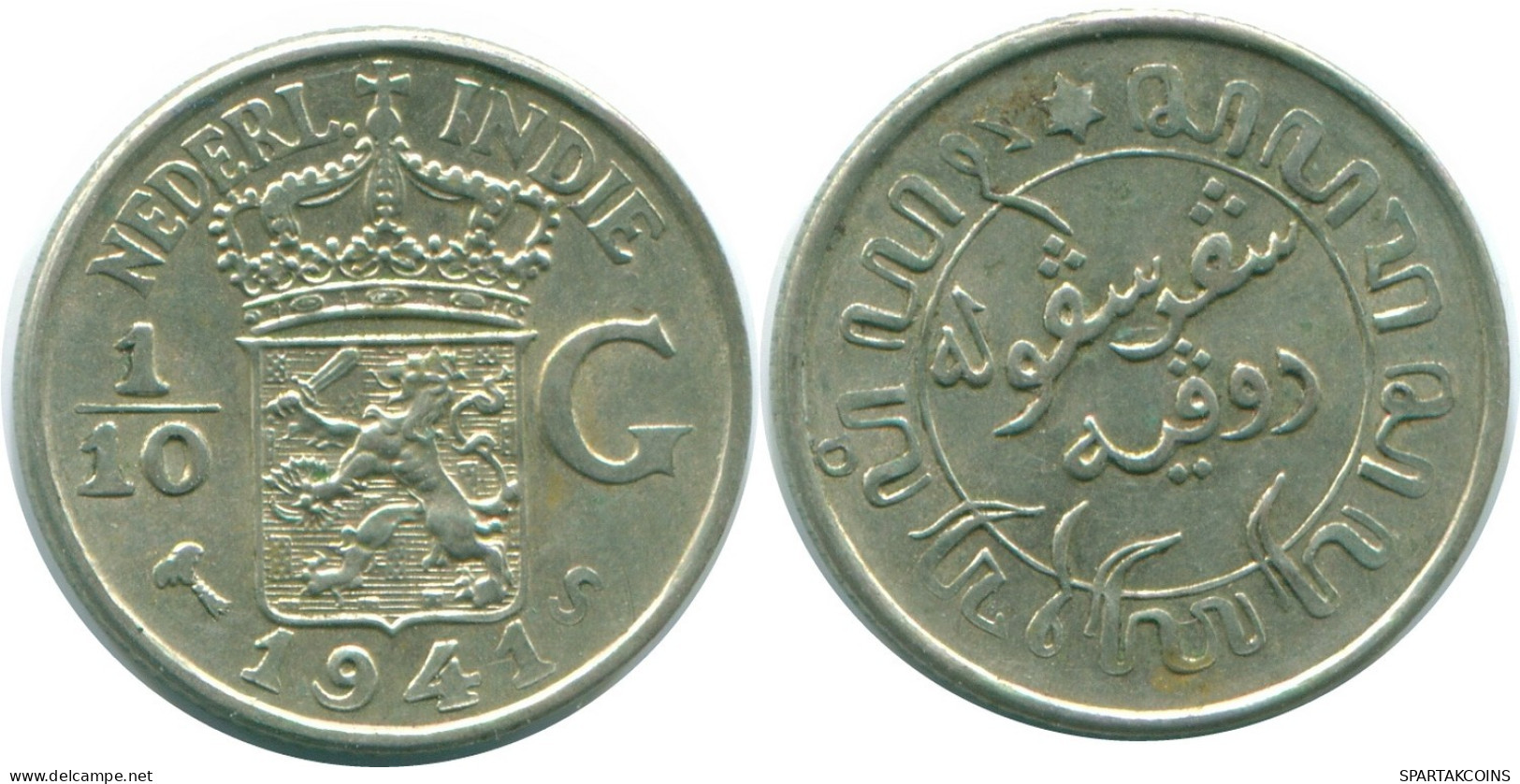 1/10 GULDEN 1941 S INDES ORIENTALES NÉERLANDAISES ARGENT Colonial Pièce #NL13706.3.F.A - Niederländisch-Indien