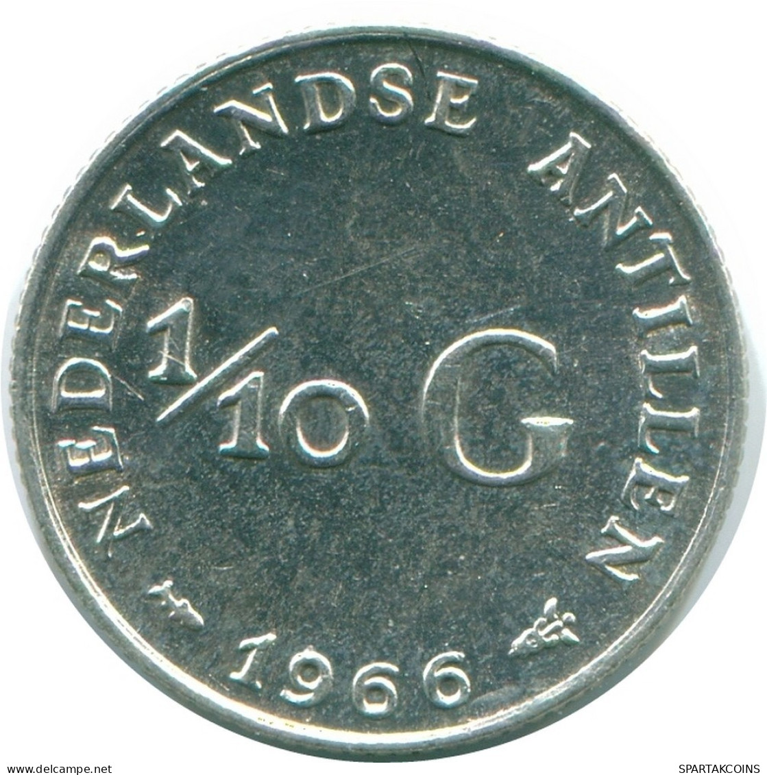 1/10 GULDEN 1966 NETHERLANDS ANTILLES SILVER Colonial Coin #NL12722.3.U.A - Netherlands Antilles