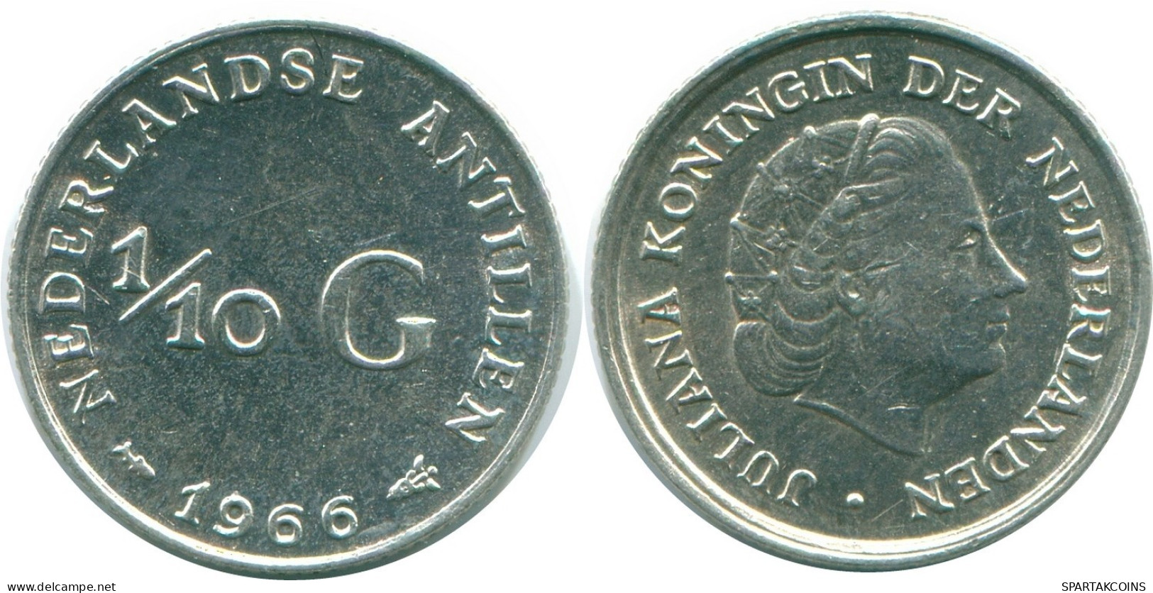 1/10 GULDEN 1966 NETHERLANDS ANTILLES SILVER Colonial Coin #NL12722.3.U.A - Antilles Néerlandaises