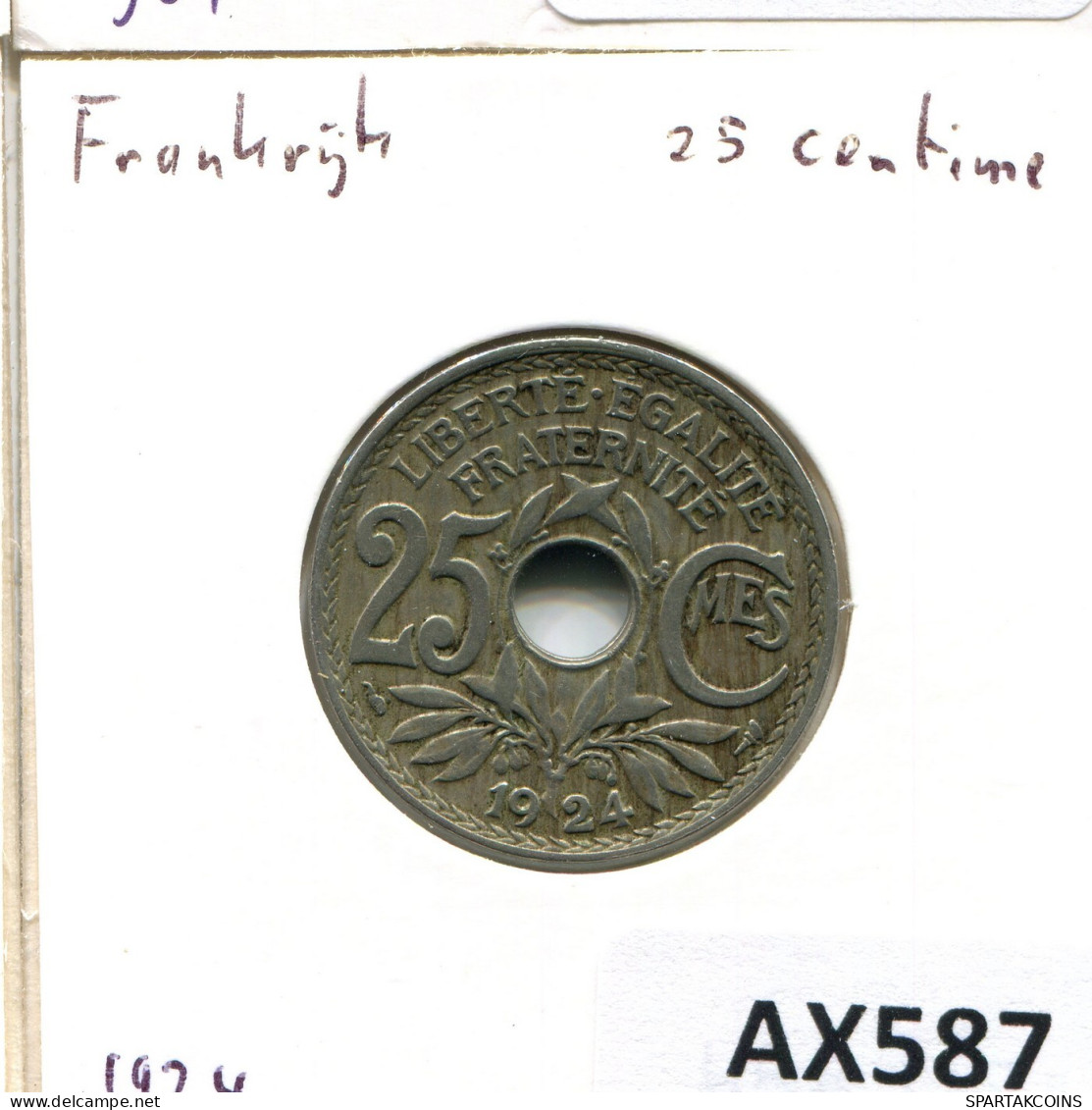 25 CENTIMES 1924 FRANKREICH FRANCE Französisch Münze #AX587.D.A - 25 Centimes