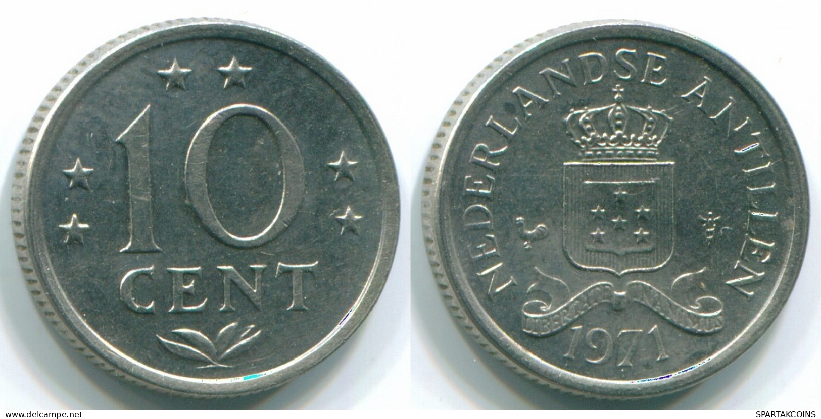 10 CENTS 1971 NIEDERLÄNDISCHE ANTILLEN Nickel Koloniale Münze #S13453.D.A - Antilles Néerlandaises