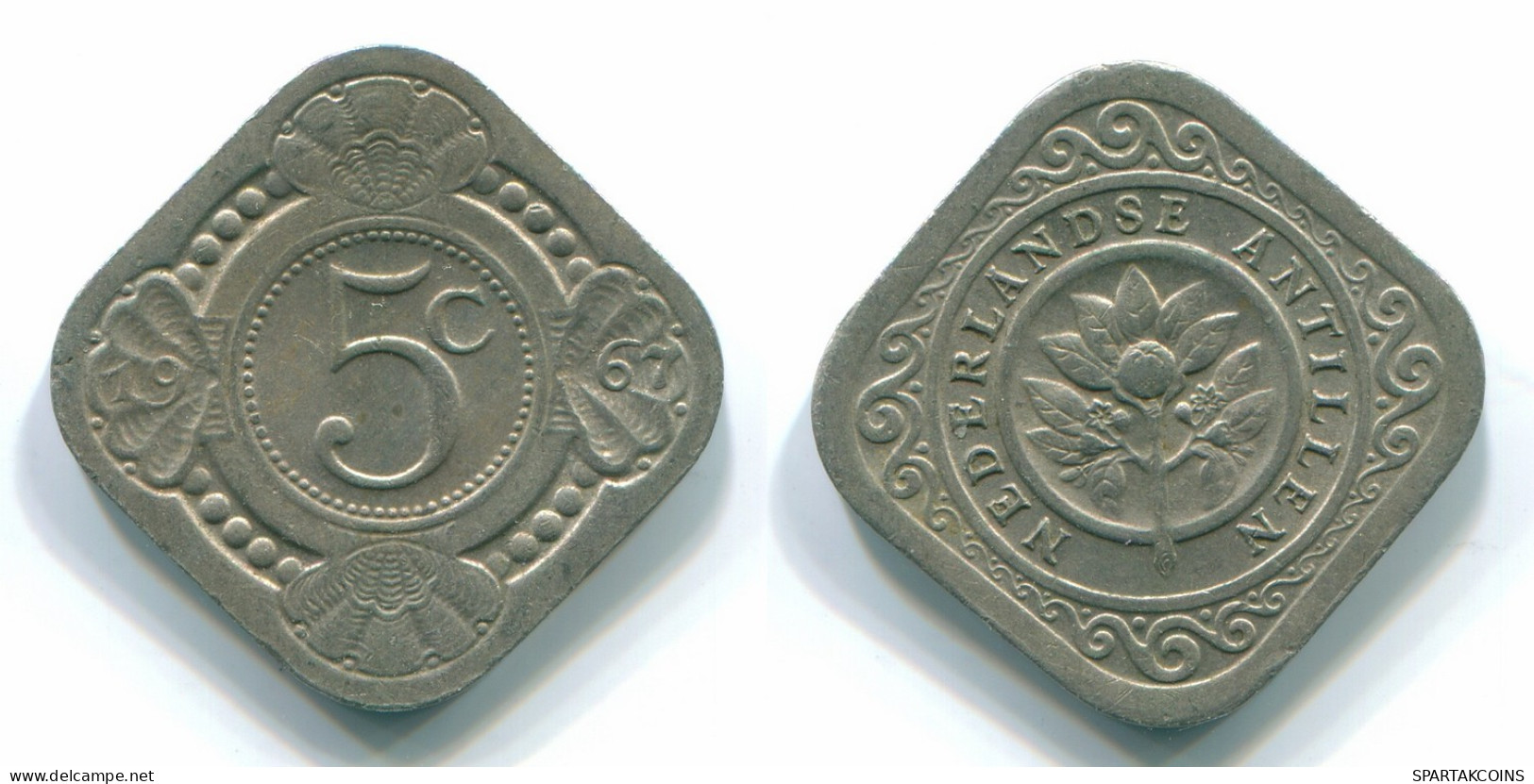 5 CENTS 1967 ANTILLAS NEERLANDESAS Nickel Colonial Moneda #S12468.E.A - Nederlandse Antillen