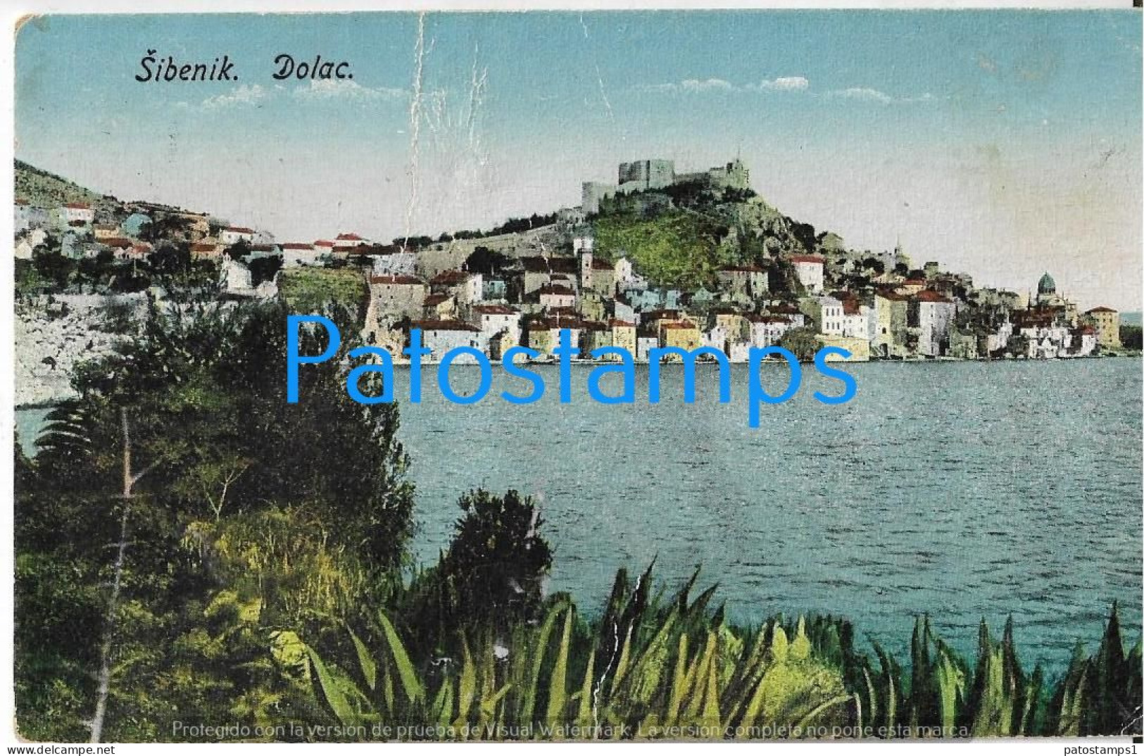 229000 CROATIA SIBENIK DOLAC VIEW PARTIAL BREAK CIRCULATED TO ITALY POSTAL POSTCARD - Kroatien