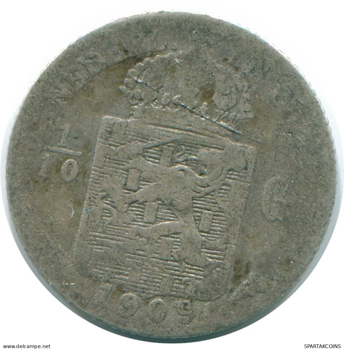 1/10 GULDEN 1909 NIEDERLANDE OSTINDIEN SILBER Koloniale Münze #NL13242.3.D.A - Niederländisch-Indien