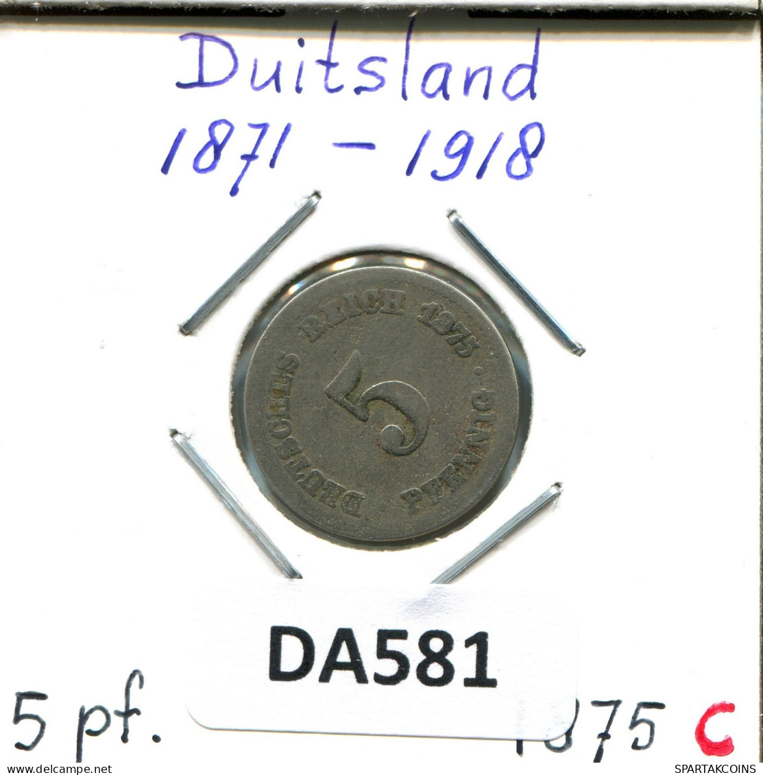 5 PFENNIG 1875 C DEUTSCHLAND Münze GERMANY #DA581.2.D.A - 5 Pfennig