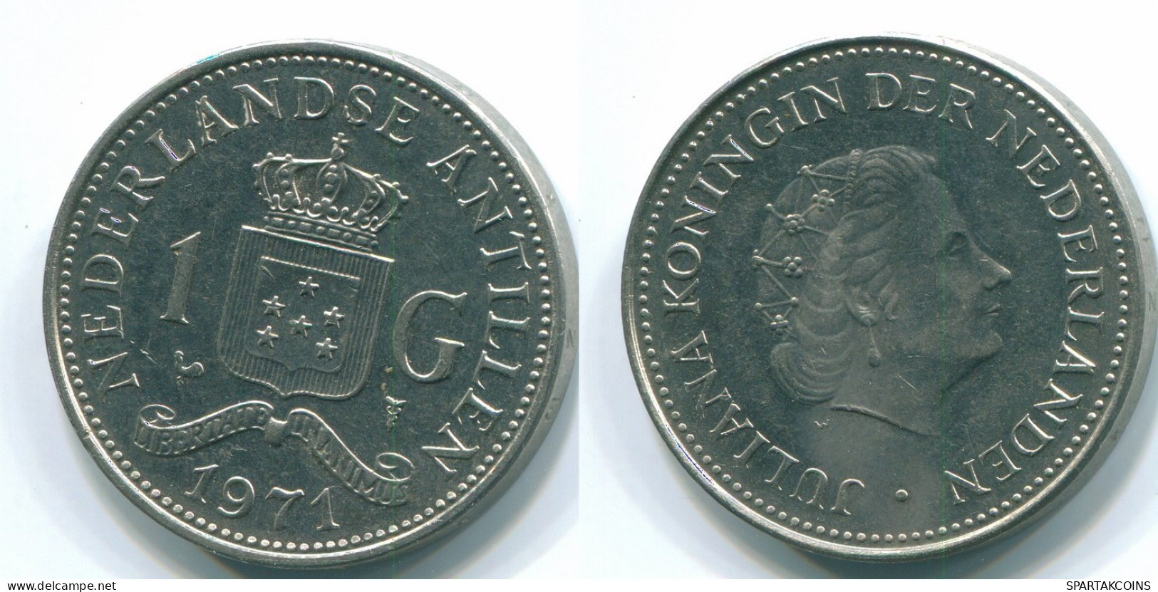 1 GULDEN 1971 ANTILLES NÉERLANDAISES Nickel Colonial Pièce #S12023.F.A - Netherlands Antilles