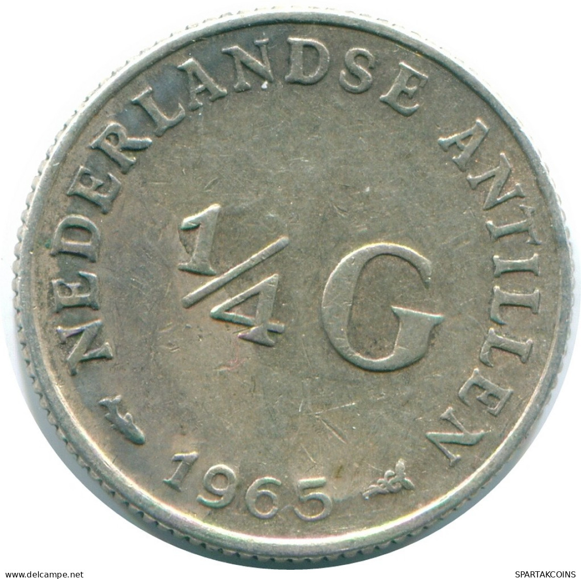 1/4 GULDEN 1965 ANTILLES NÉERLANDAISES ARGENT Colonial Pièce #NL11384.4.F.A - Antilles Néerlandaises