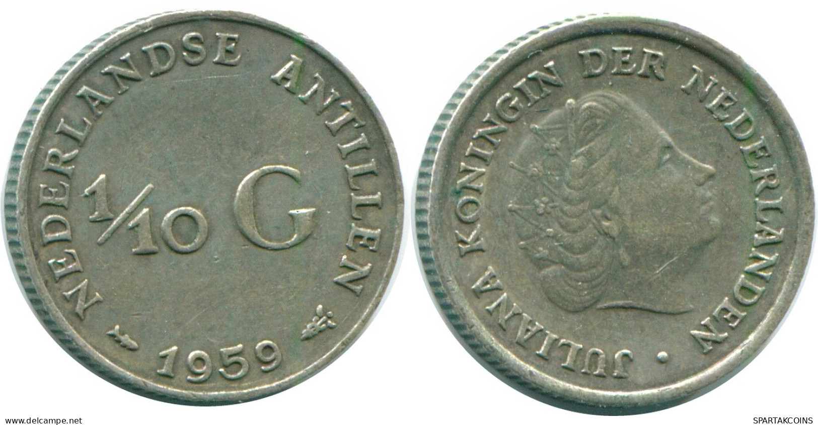 1/10 GULDEN 1959 NIEDERLÄNDISCHE ANTILLEN SILBER Koloniale Münze #NL12210.3.D.A - Nederlandse Antillen