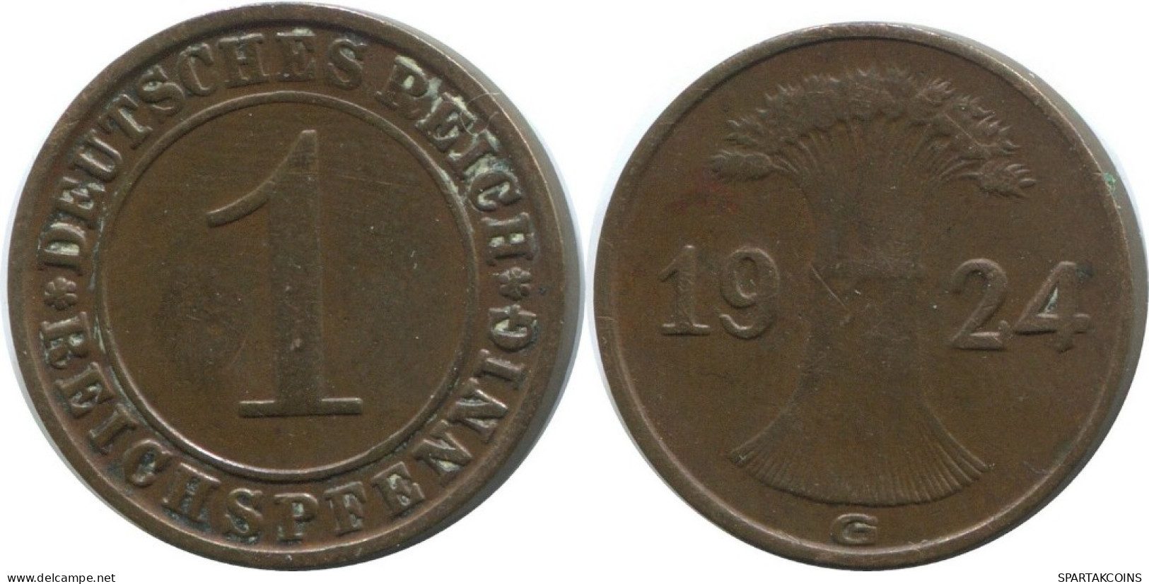 1 REICHSPFENNIG 1924 G ALEMANIA Moneda GERMANY #AD431.9.E.A - 1 Renten- & 1 Reichspfennig
