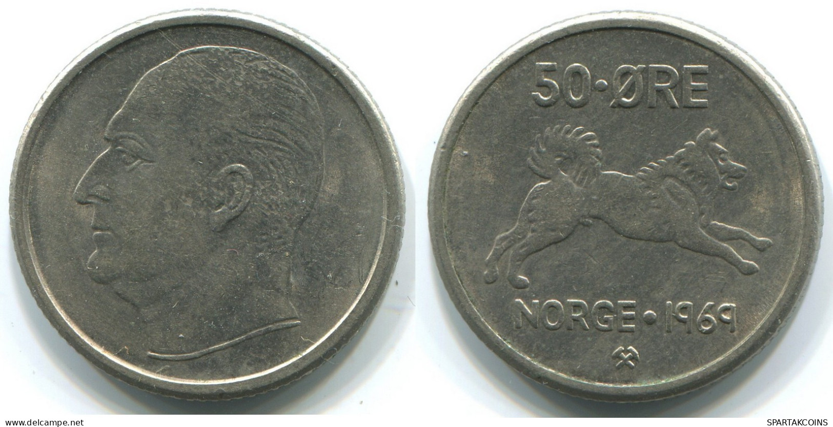 50 ORE 1969 NORWAY Coin #WW1059.U.A - Norvège