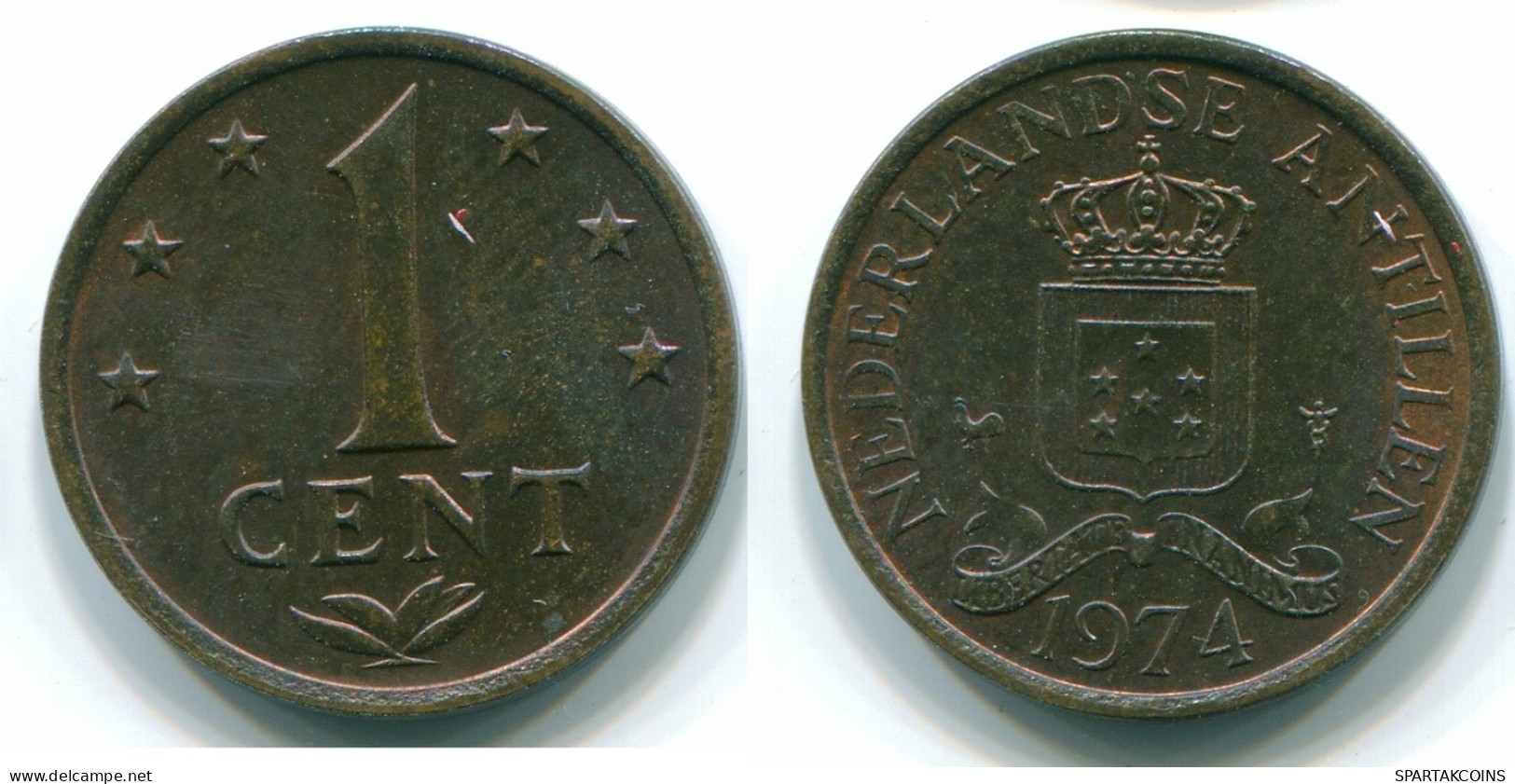1 CENT 1974 ANTILLES NÉERLANDAISES Bronze Colonial Pièce #S10664.F.A - Antilles Néerlandaises