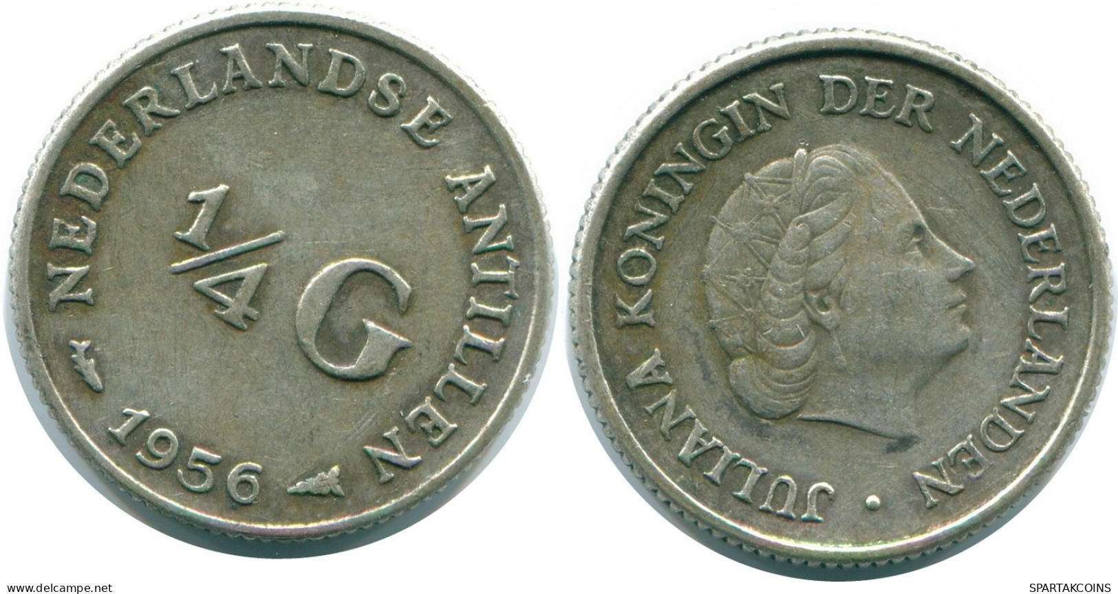 1/4 GULDEN 1956 NIEDERLÄNDISCHE ANTILLEN SILBER Koloniale Münze #NL10952.4.D.A - Antilles Néerlandaises
