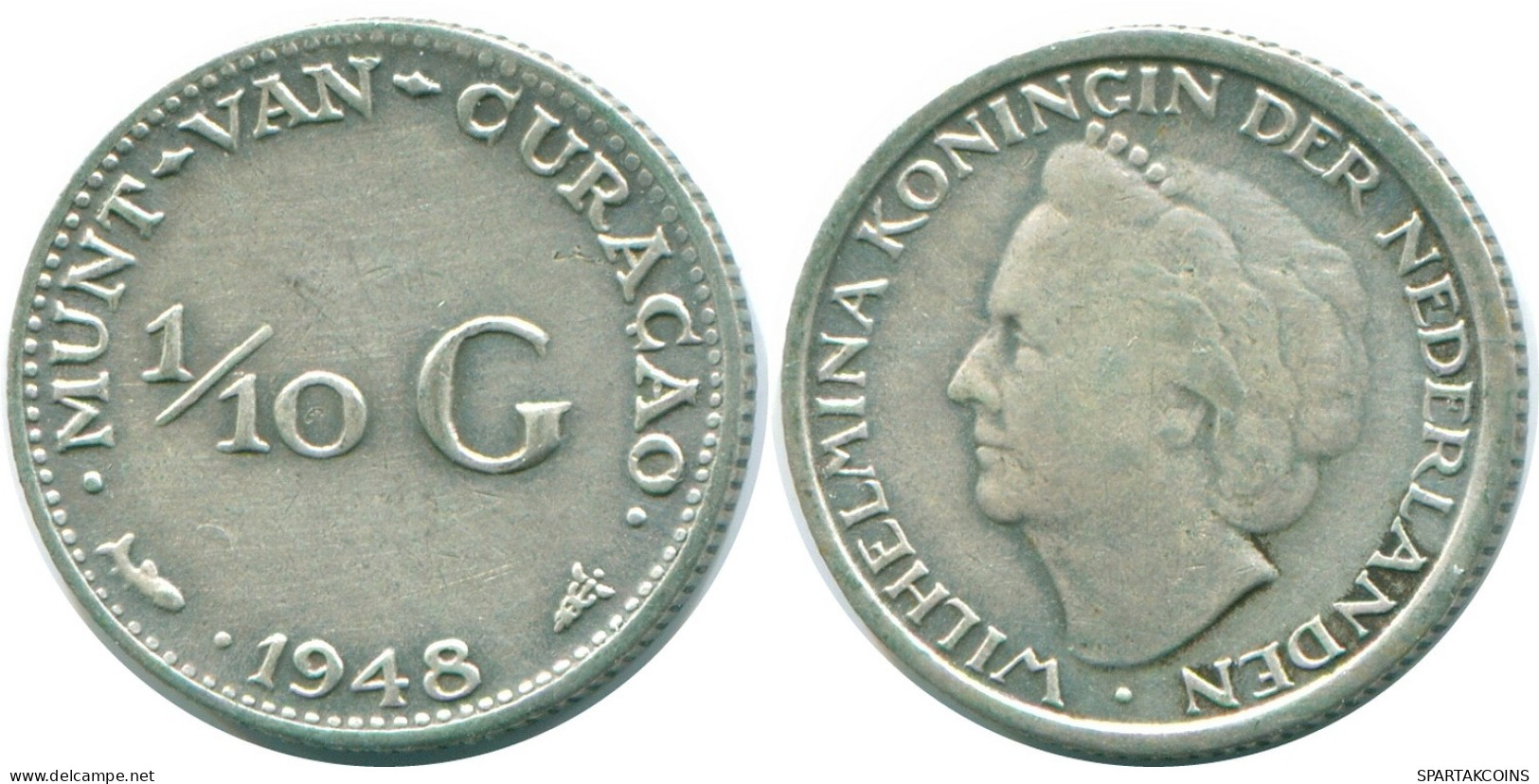 1/10 GULDEN 1948 CURACAO NEERLANDÉS NETHERLANDS PLATA #NL11894.3.E.A - Curaçao