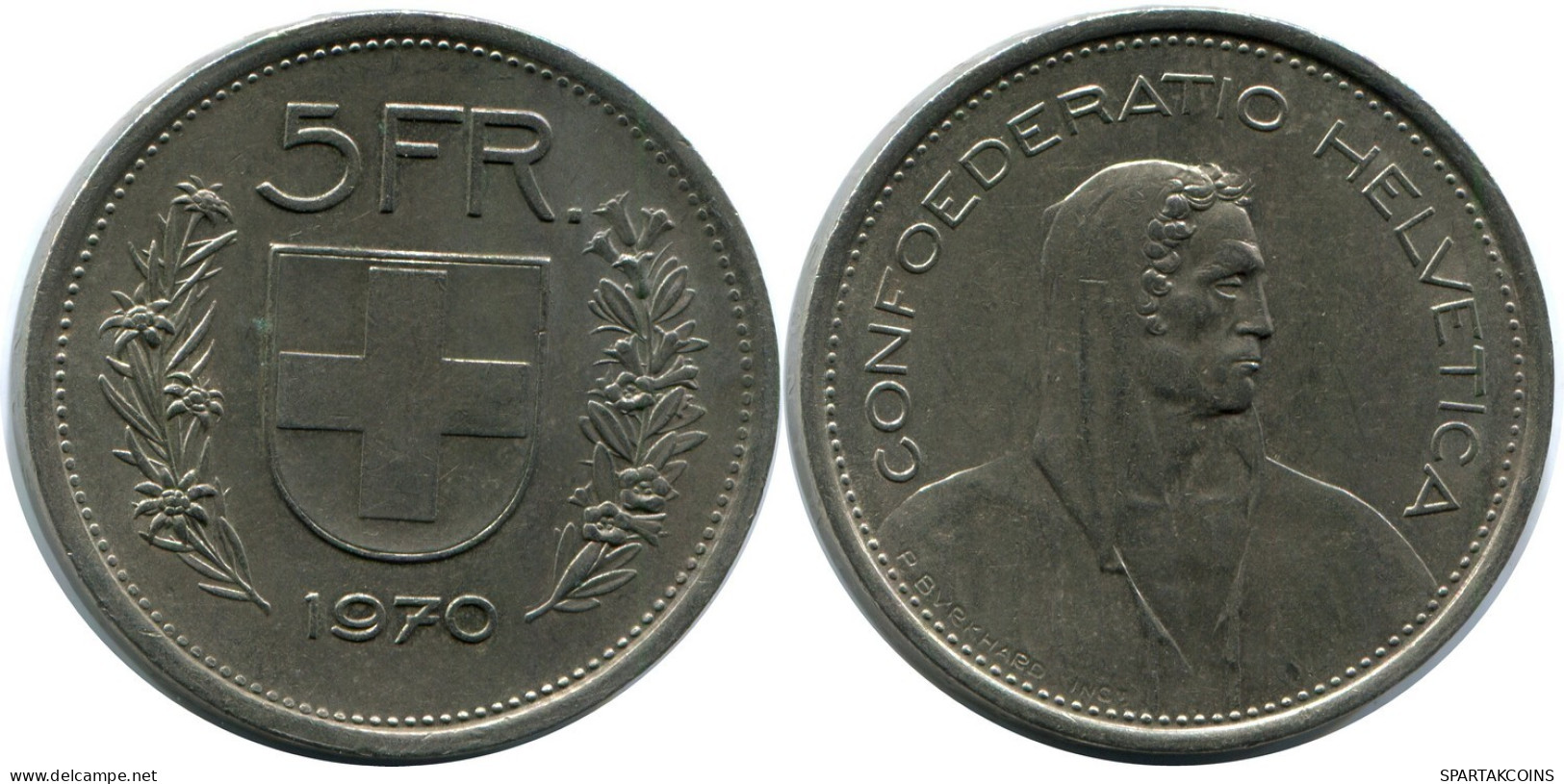 5 FRANCS 1970 SUISSE SWITZERLAND Pièce #AZ146.F.A - Andere & Zonder Classificatie