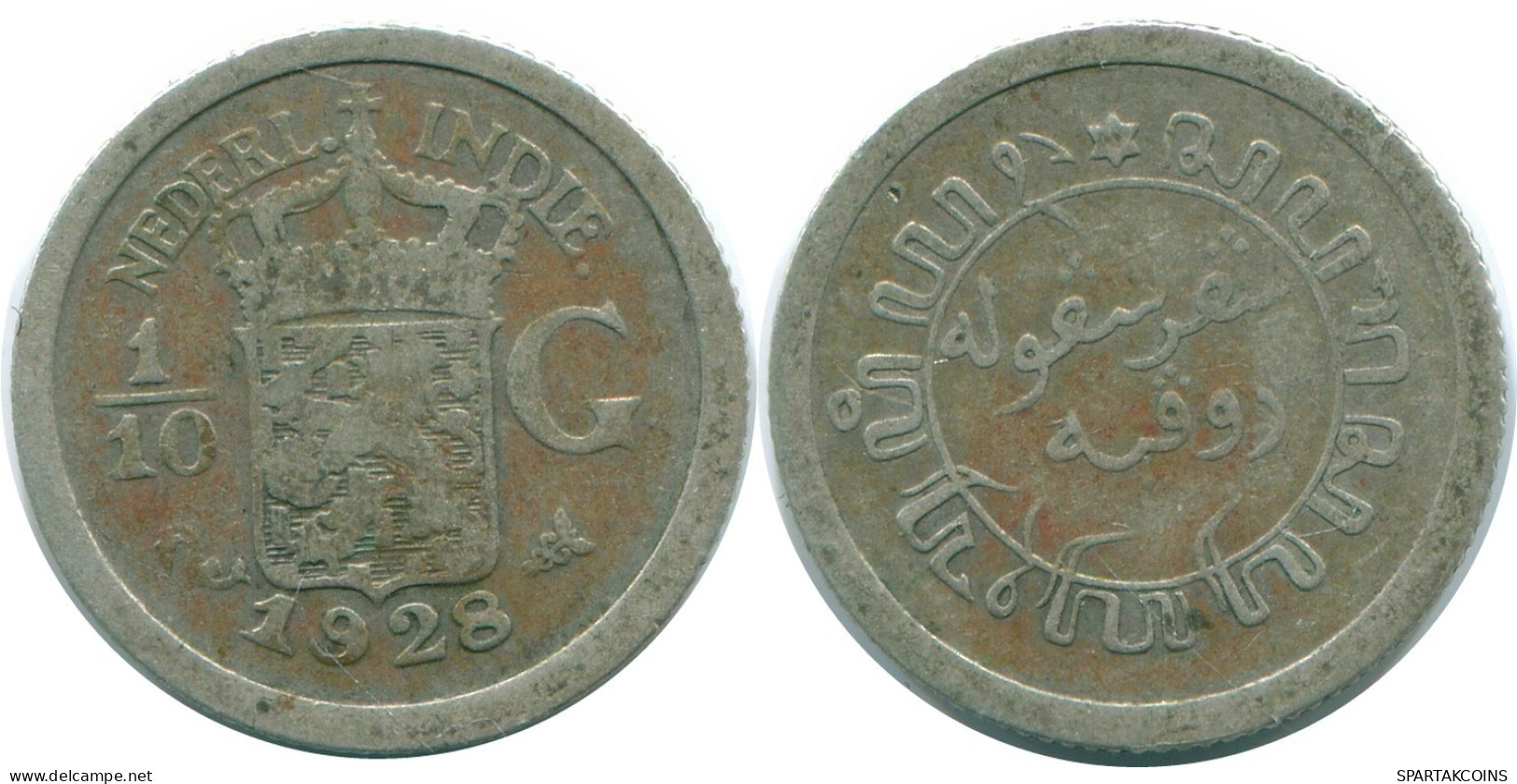 1/10 GULDEN 1928 NIEDERLANDE OSTINDIEN SILBER Koloniale Münze #NL13420.3.D.A - Indes Néerlandaises