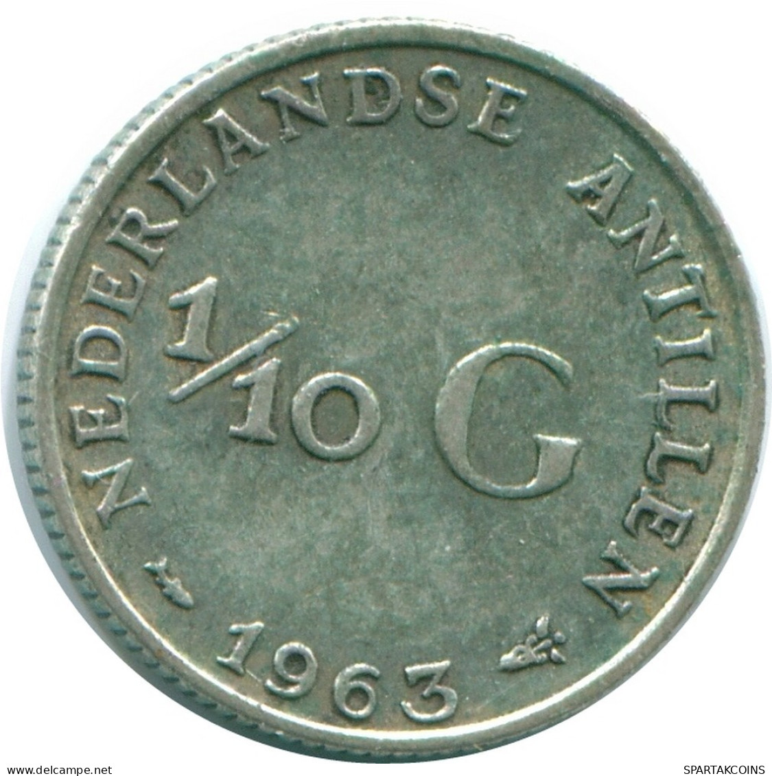 1/10 GULDEN 1963 ANTILLES NÉERLANDAISES ARGENT Colonial Pièce #NL12494.3.F.A - Netherlands Antilles