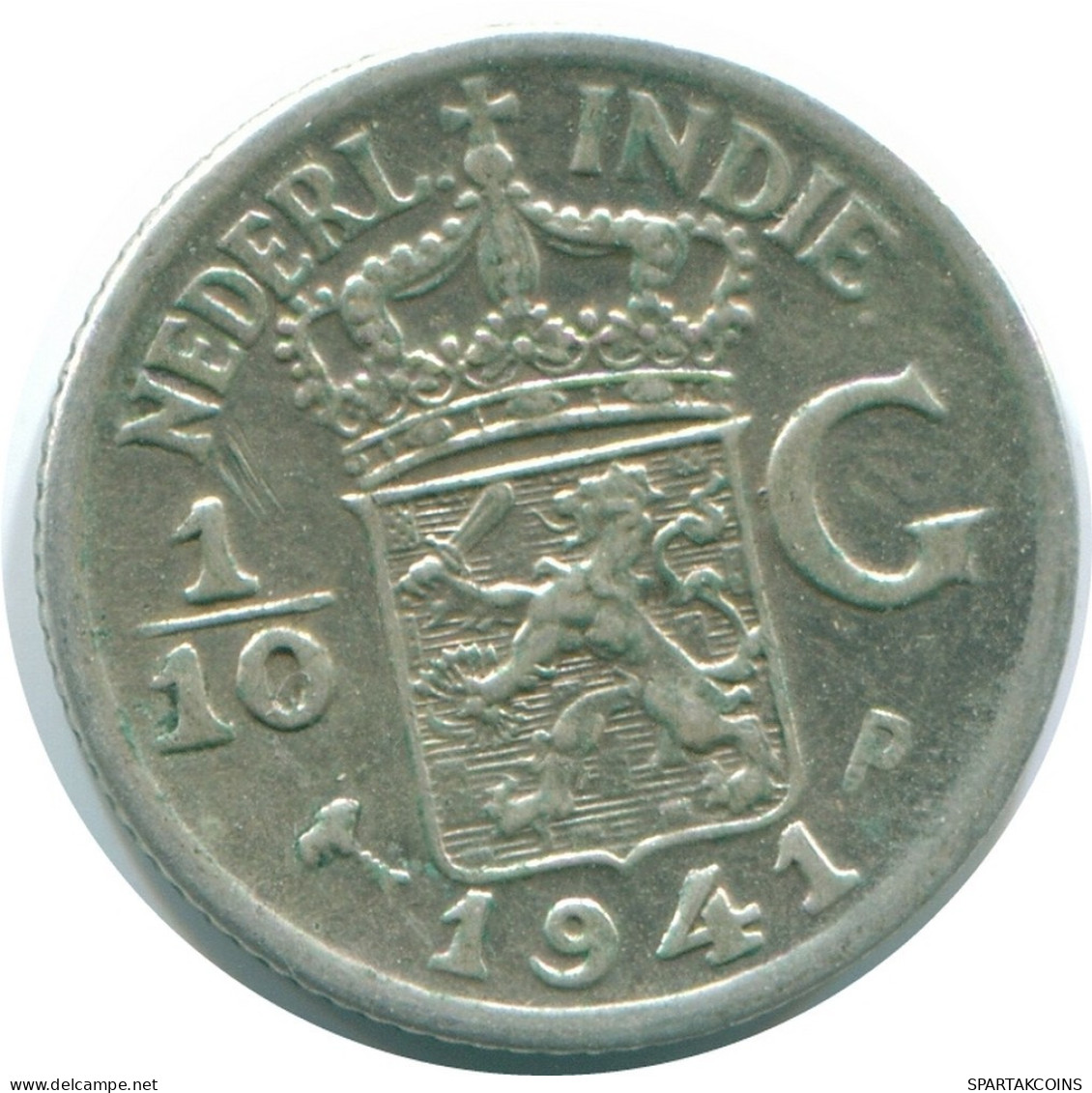 1/10 GULDEN 1941 P NETHERLANDS EAST INDIES SILVER Colonial Coin #NL13617.3.U.A - Nederlands-Indië