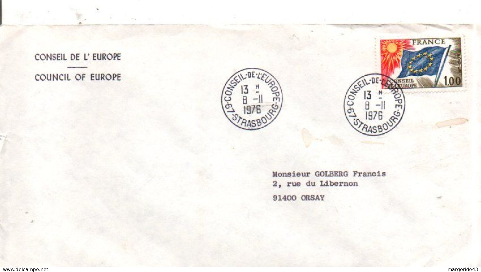 LETTRE DU CONSEIL DE L'EUROPE 1976 - 1961-....