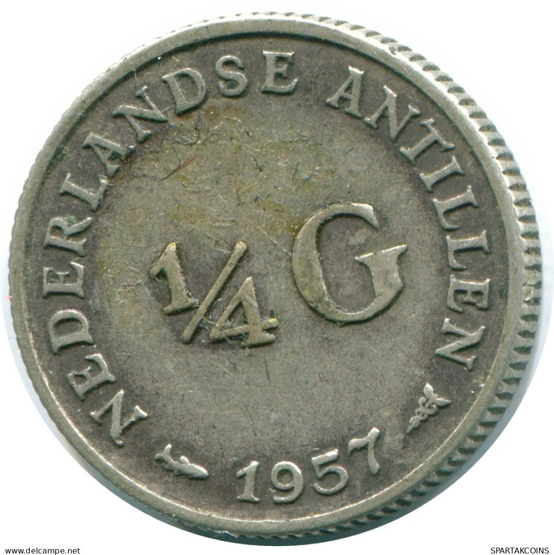 1/4 GULDEN 1957 ANTILLES NÉERLANDAISES ARGENT Colonial Pièce #NL10983.4.F.A - Nederlandse Antillen